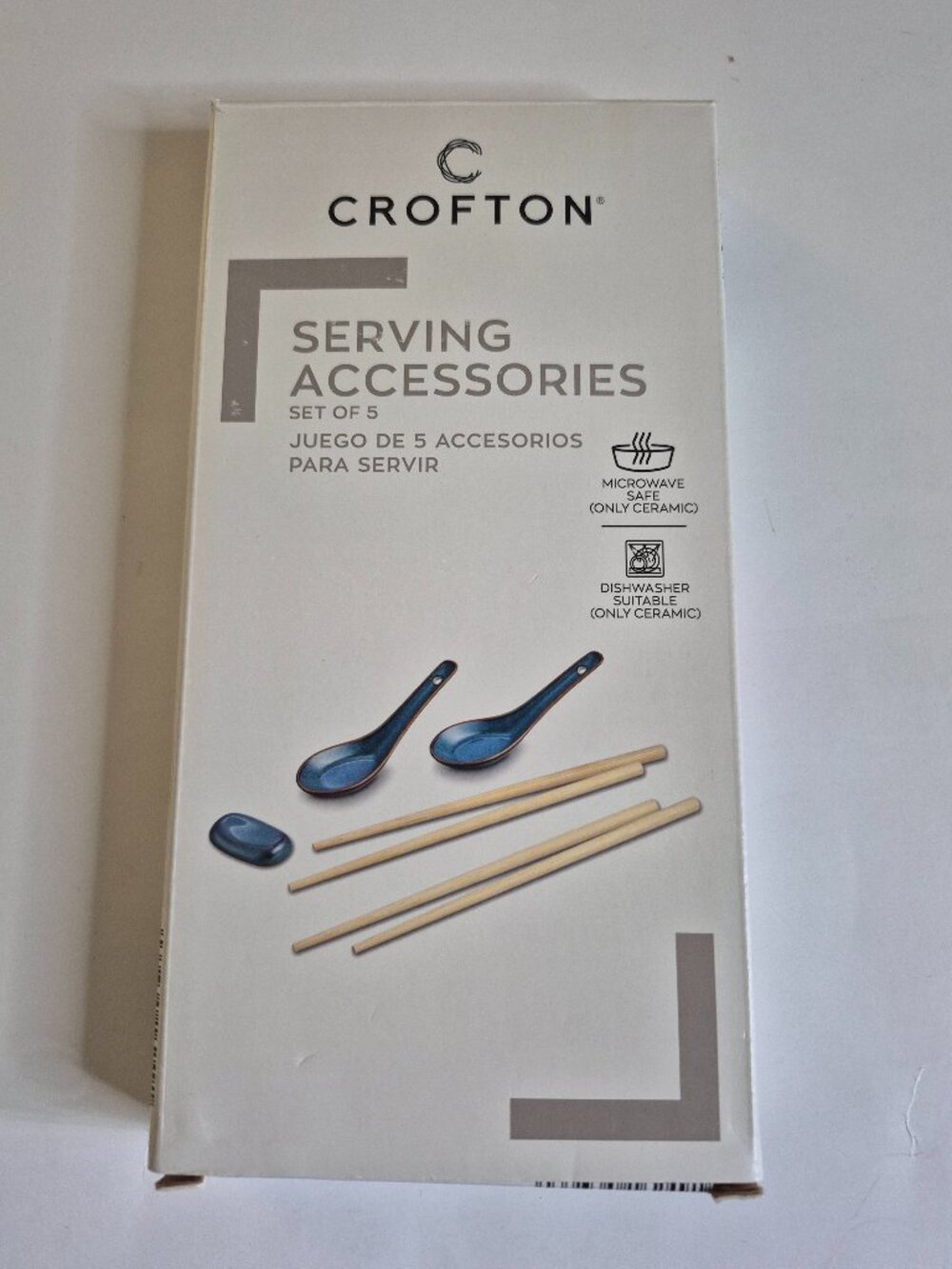 Crofton Ramen Chopstick 5-Piece Serving Accessories Set, NEW